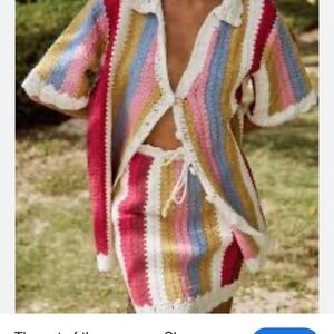 Steele the Label Kai Crochet Polo Top Button Front Striped Boho Australia